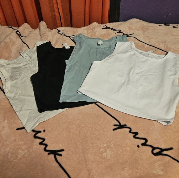 Women's Crop Tanks - Black, White, Cream, Green - Picture 1 of 1